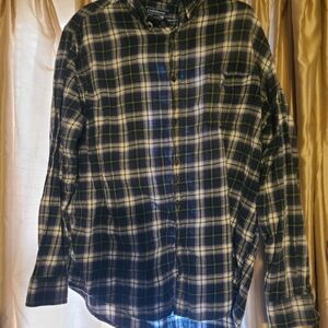 Calvin Klein Men's Navy and White Plaid Shirt